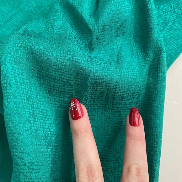 Vintage 80s Secretary Skirt Suit 100% Silk Toggle Front Blazer Set Womens 8 Teal - Picture 10 of 13